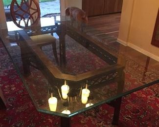 Glass dining room table.