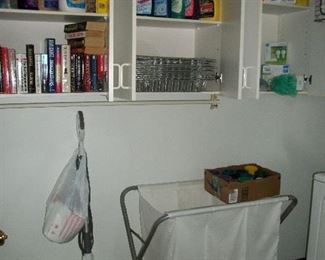Cleaning Supplies, Laundry Sorter, Books