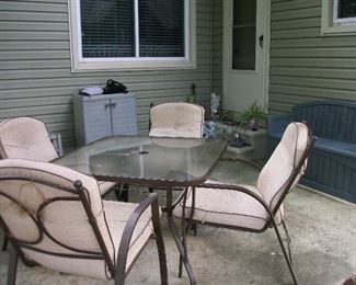 Patio Table & Chairs, Plastic Patio Bench with Storage
