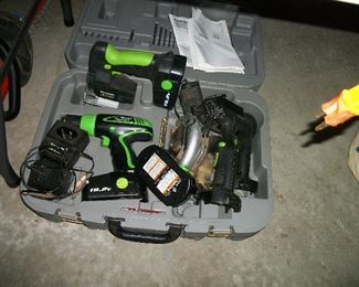 Kawasaki 4 pc set including Reciprocating Saw , Circular Saw, Drill, & Flashlight
