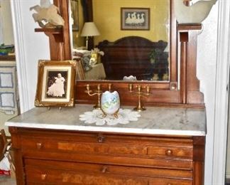 Eastlake Marble Topped Chest with Mirror