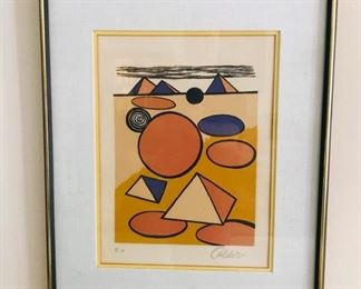 Alexander Calder (1898-1976), American, 20th Century, "Homage to the Pyramids, Lithograph, Numbered lower left "EA" (Artists Proof) in pencil, 15x12"