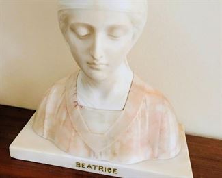 Italian Marble Bust of Beatrice, 20th Century, Marked Italy, Signed by Professor G. Besfi