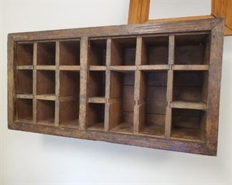 Antique mail room wall mount shelf