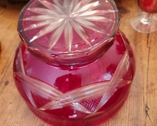 Antique ruby red glass