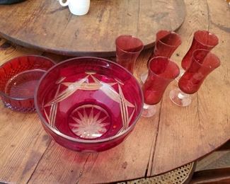 Antique ruby red glass