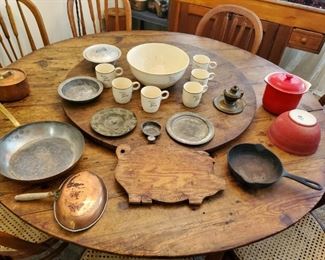 Great photo of the large 1800s all hand made Antique Lasy Susan top table