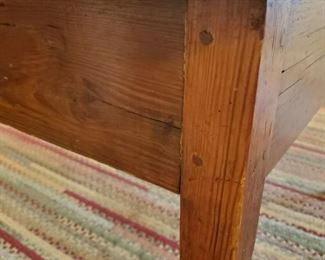 Another view of the wood nail construction of the antique Lasy Susan table. Very unique and rare