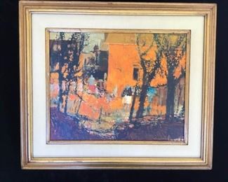 Dane Clark Original Oil Santa Fe Street Scene
