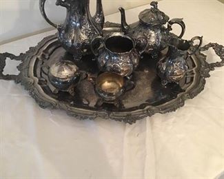 Silver Plated Coffee Service Plus Real Silver Pieces