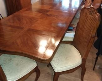 Drexel French Country table with leaves inserted. 