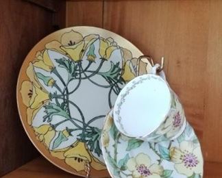 Painted plates & cup