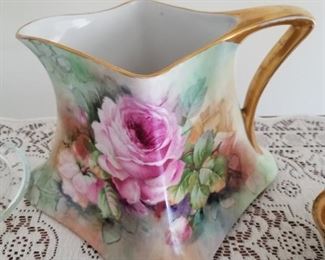 Limoge France hand-painted unique shaped pitcher