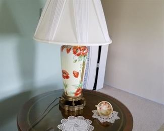 Vintage Poppy painted table lamp