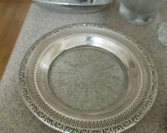 Sterling silver and glass small plate