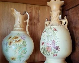 Assorted painted pitchers