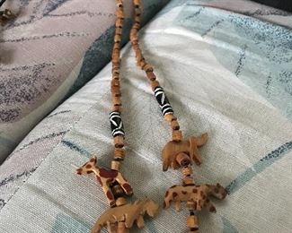 Wood animal necklace