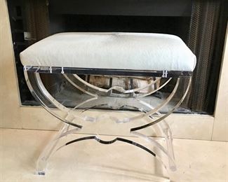 Lot#11 Kravet Lucite hide covered stool   650.00                (originally 1500.00 plus cost to recover with hide)
