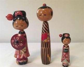 Family Set Japanese Kokeshi Dolls