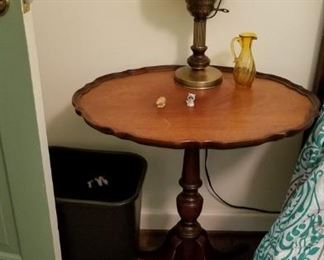 antique table and lamp