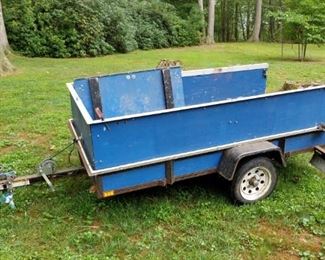 trailer, great shape, has built-in hand crank winch, aluminum railing on top, valid for road use