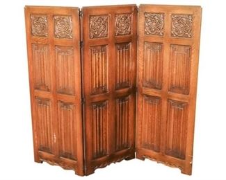 1. Three 3 Panel Carved Wooden Screen