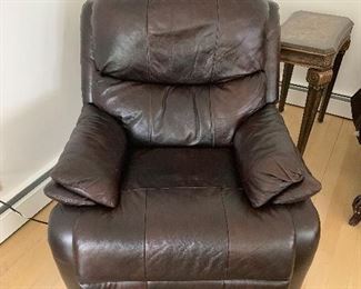 Brown leather reclining chair 