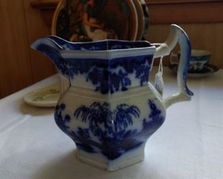 Flow Blue Staffordshire small pitcher Scinde by Alcock C. 1840's