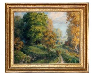 Antique Oil on Canvas Landscape Signed by Artist