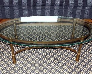 Quality Vintage Brass Base with Glass Top Coffee Table