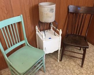 Antique chair and crock