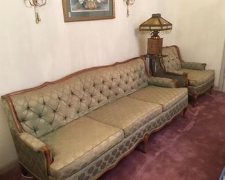 Vintage Matching sofa and chair - unique lamp