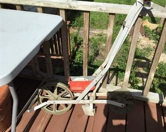 Lots of items on large deck outside