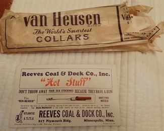 VAN HEUSEN COLLARS / SILK STOCKING REPAIR HOOK ADVERTISING