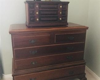 walnut blanket chest, walnut mid century jewelry box