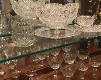 brilliant cut glass, nice mid century glassware and barware