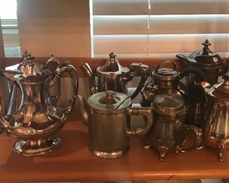 This is just a portion of Jean's collection of hotel silver. Come pick up a special tea pot foryourself