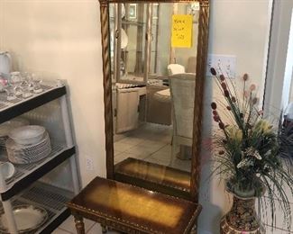 Very cool and retro  mirror , bench set at my warehouse 1000 aurora road Unit A $80 both