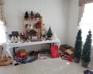 Christmas includes  3 part ceramic tree, pair lighted topiaries, and  more