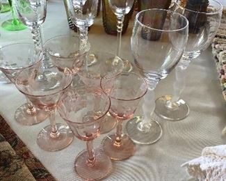 Vintage pink stemware