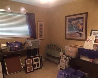 Frames galore, artwork, bedframe