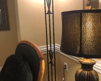 1 of a pair of iron floor lamps 