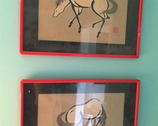 Pair oriental horses