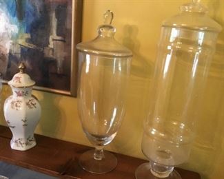 Large glass decorative jars