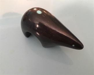 Signed southwest bear with turquoise inlays