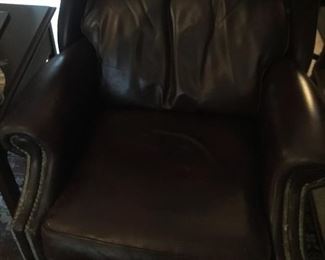One of a pair of leather recliners