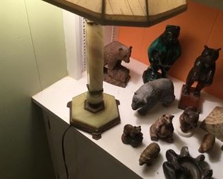 More bears and an antique alabaster lamp