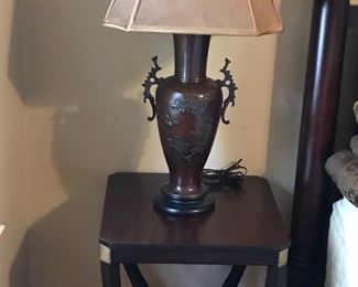 Wonderful side table and wonderful metal lamp
