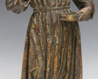 LOT #7002 - EARLY SANTOS FIGURE OF MONK, 15 1/2" H