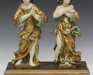 LOT #7001 - PAIR OF SANTOS FIGURES ON STAND, 19TH C.
